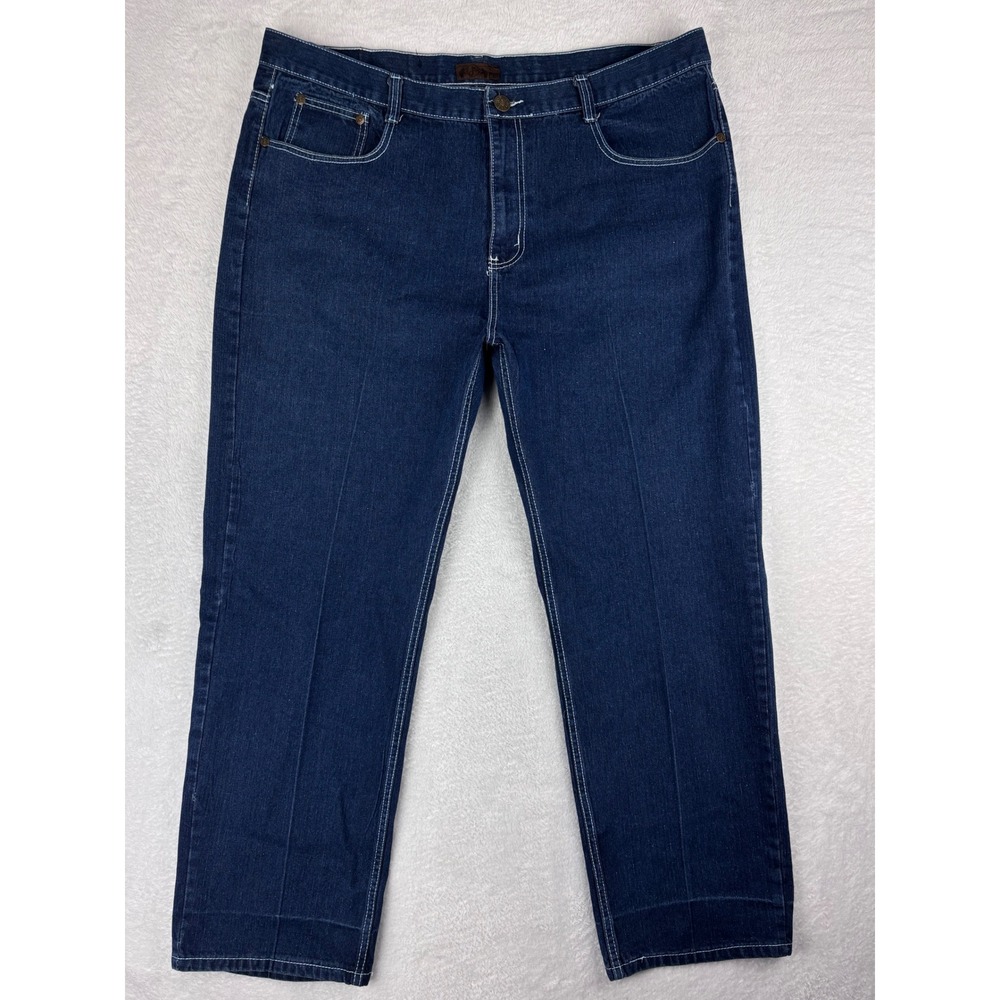 Jean Station Denim Jeans Straight Leg Dark‎ Wash Cotton Blend Mens Size 46/32